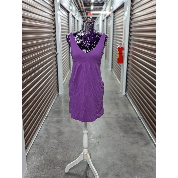 NY & Co Size Medium Purple Casual Mini Dress with Pockets 100% Cotton - Picture 1 of 6
